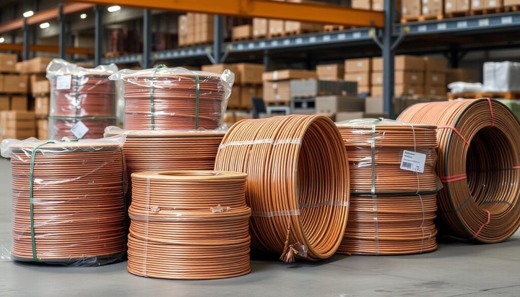 Diferentes formatos de cabo de cobre nu: rolos e bobinas para diversas aplicações Diferentes formatos de cabo de cobre nu: rolos e bobinas para diversas aplicações