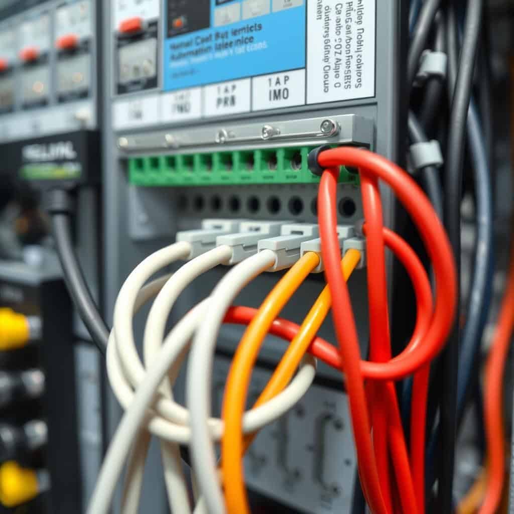 Cabo de controle em painel de automação industrial Cabo de controle em painel de automação industrial
