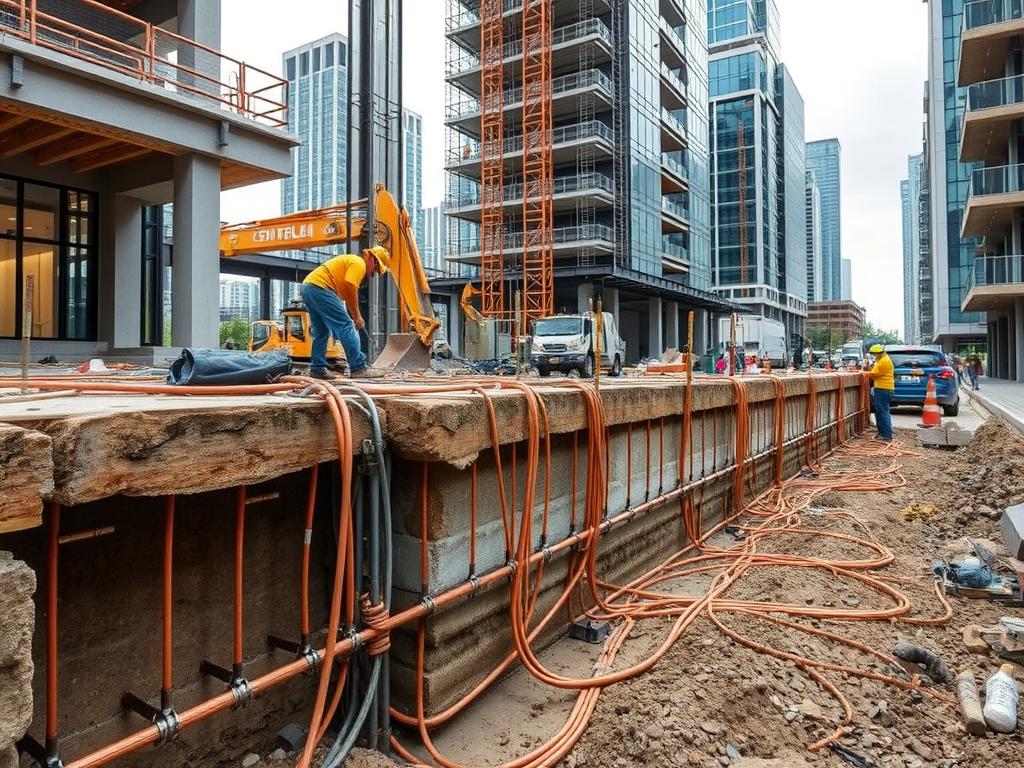 Instalação de Cabo de Cobre Nu em sistema de aterramento de edifício comercial Instalação de Cabo de Cobre Nu em sistema de aterramento de edifício comercial